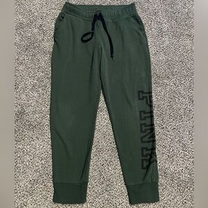 PINK Victoria’s Secret Logo Jogger Pants MEDIUM Green & Black